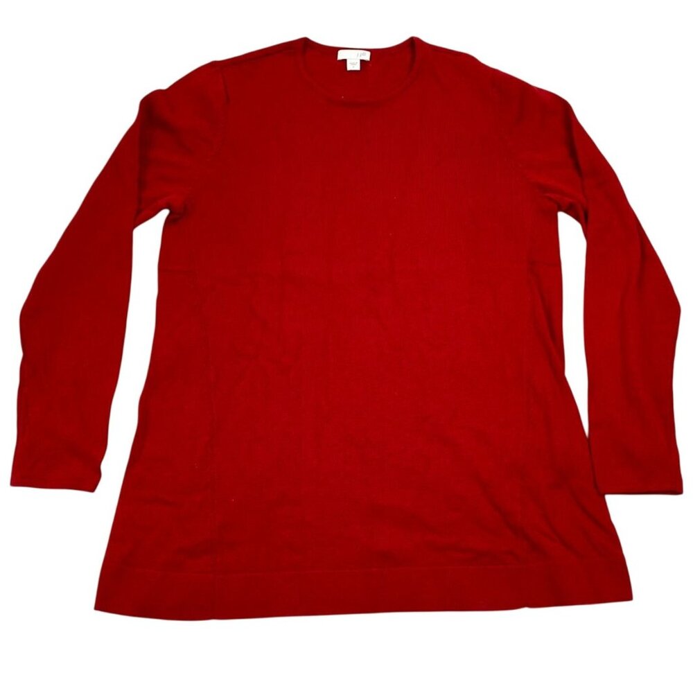 J.Jill Woman's Knit Tunic Sweater Small Red Long-Sleeve Cotton Blend Made In Chi
